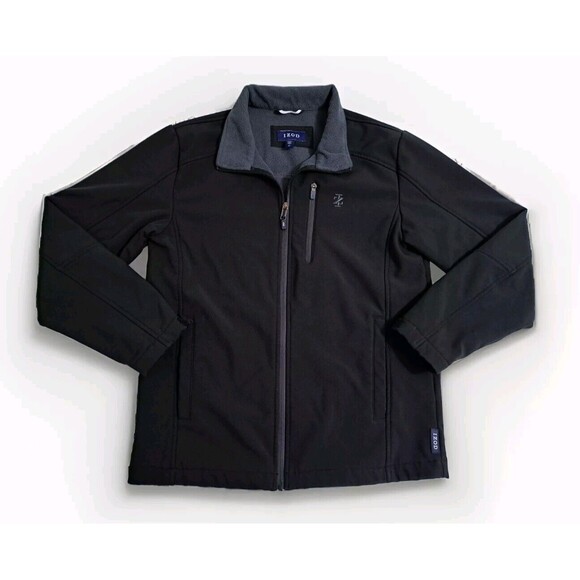 IZOD Men's Small Performance Soft Shell Full Zip Golf Jacket Coat Black - Picture 1 of 12